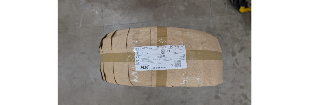 未使用】SFCC 3×8 600V CV ケーブル 2025年6月製 長さ50m【ハンズ 